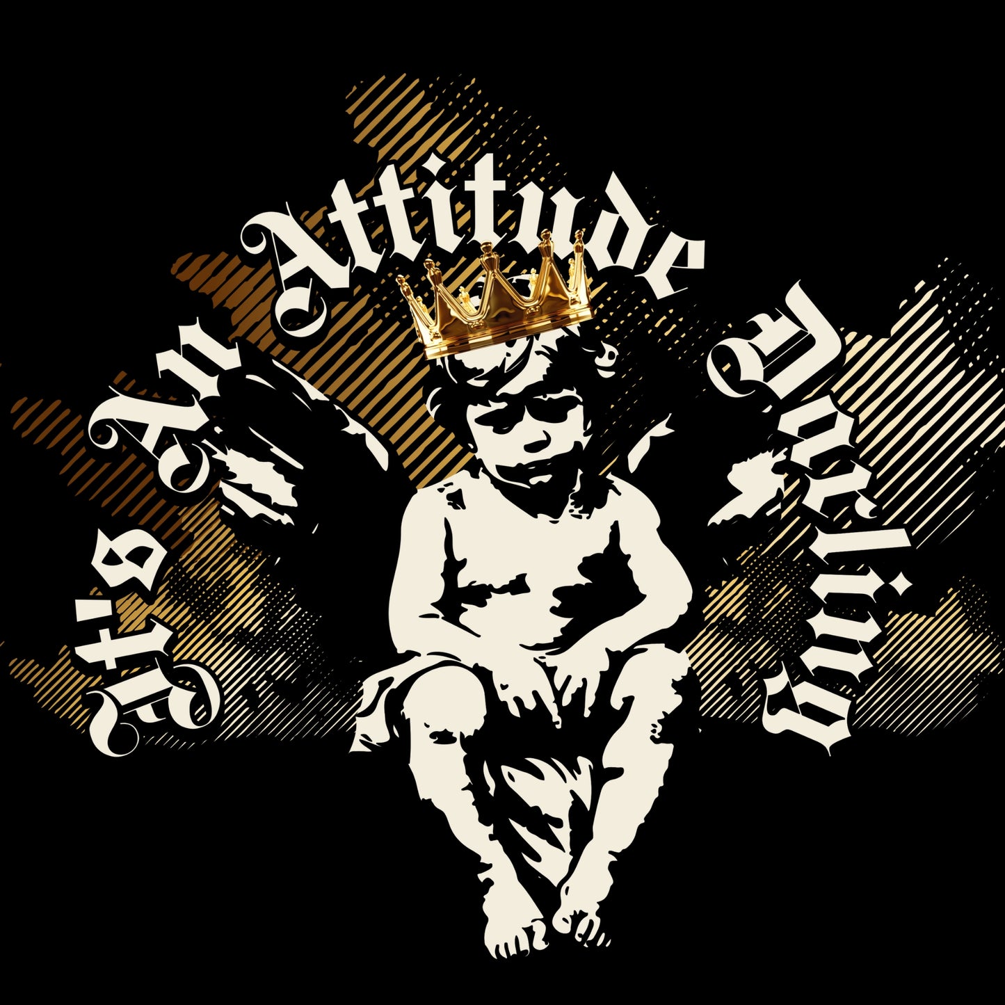 Motorcycle "It's An Attitude Darling" Cupid with Gold Crown LAT Curvy Relaxed Jersey Tank
