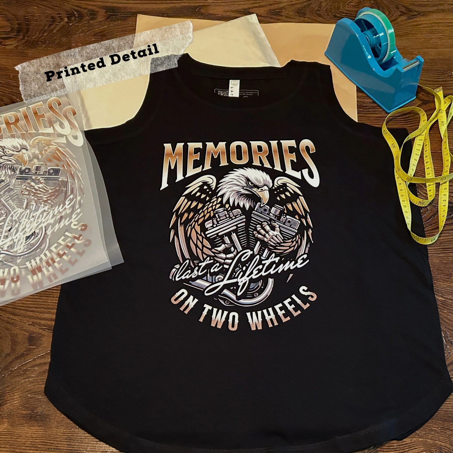 Motorcycle "Memories On Two Wheels Last A Lifetime" Women's Relaxed Jersey Tank Top