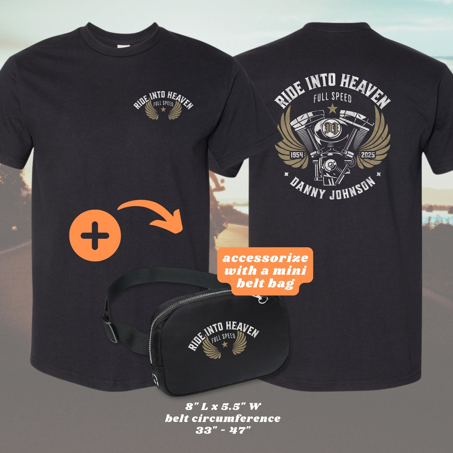 Personalized Memorial Motorcycle Rider Shirt "Ride Into Heaven Full Speed"