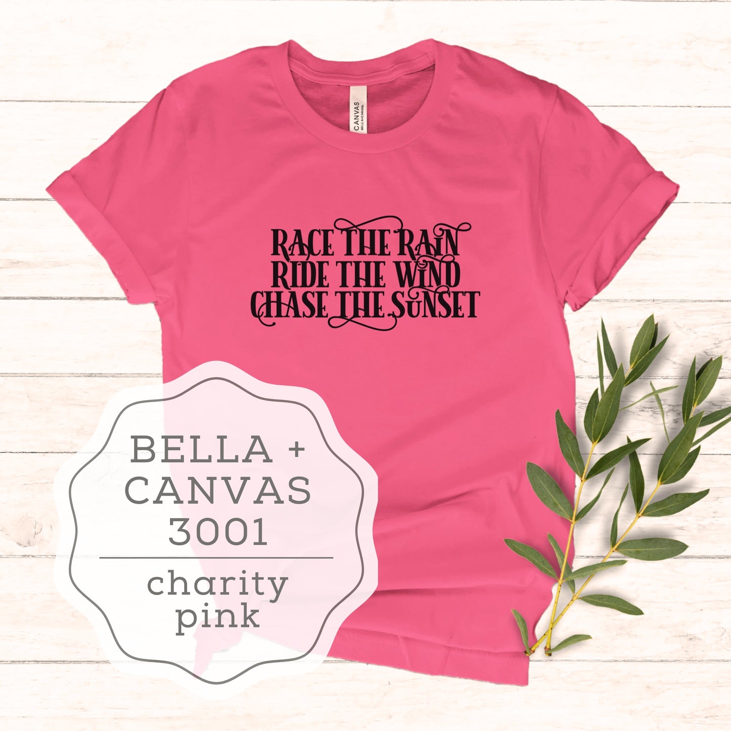 Women's Motorcycle Biker T-Shirt "Race the Rain, Ride the Wind, Chase the Sunset"