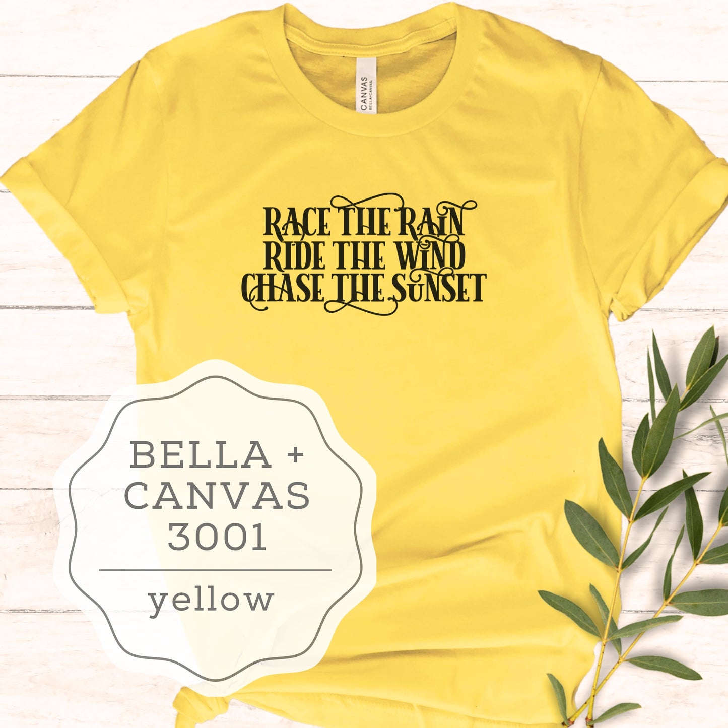 Women's Motorcycle Biker T-Shirt "Race the Rain, Ride the Wind, Chase the Sunset"