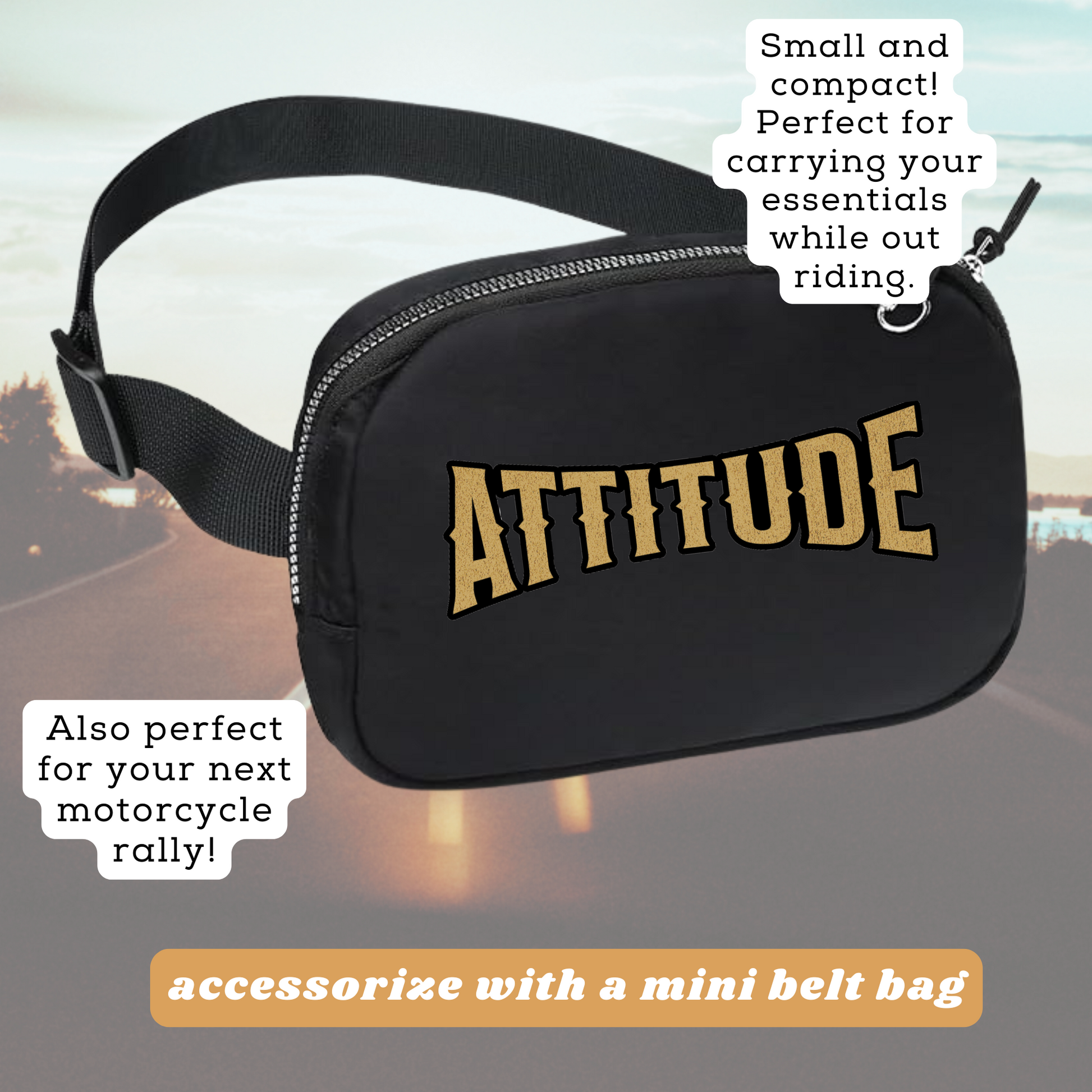 women’s motorcycle mini belt bag attitude moto accessory