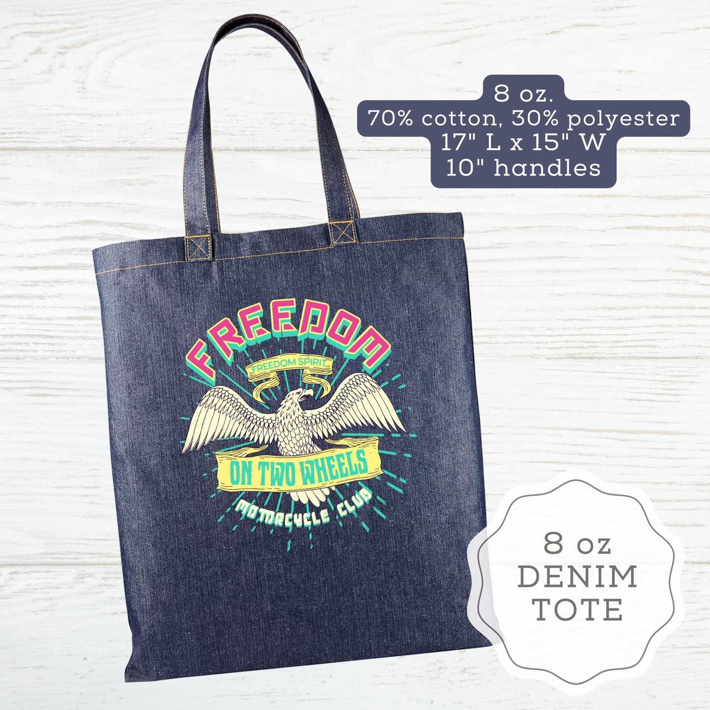 Motorcycle Canvas and Denim Totes "Freedom on Two Wheels"