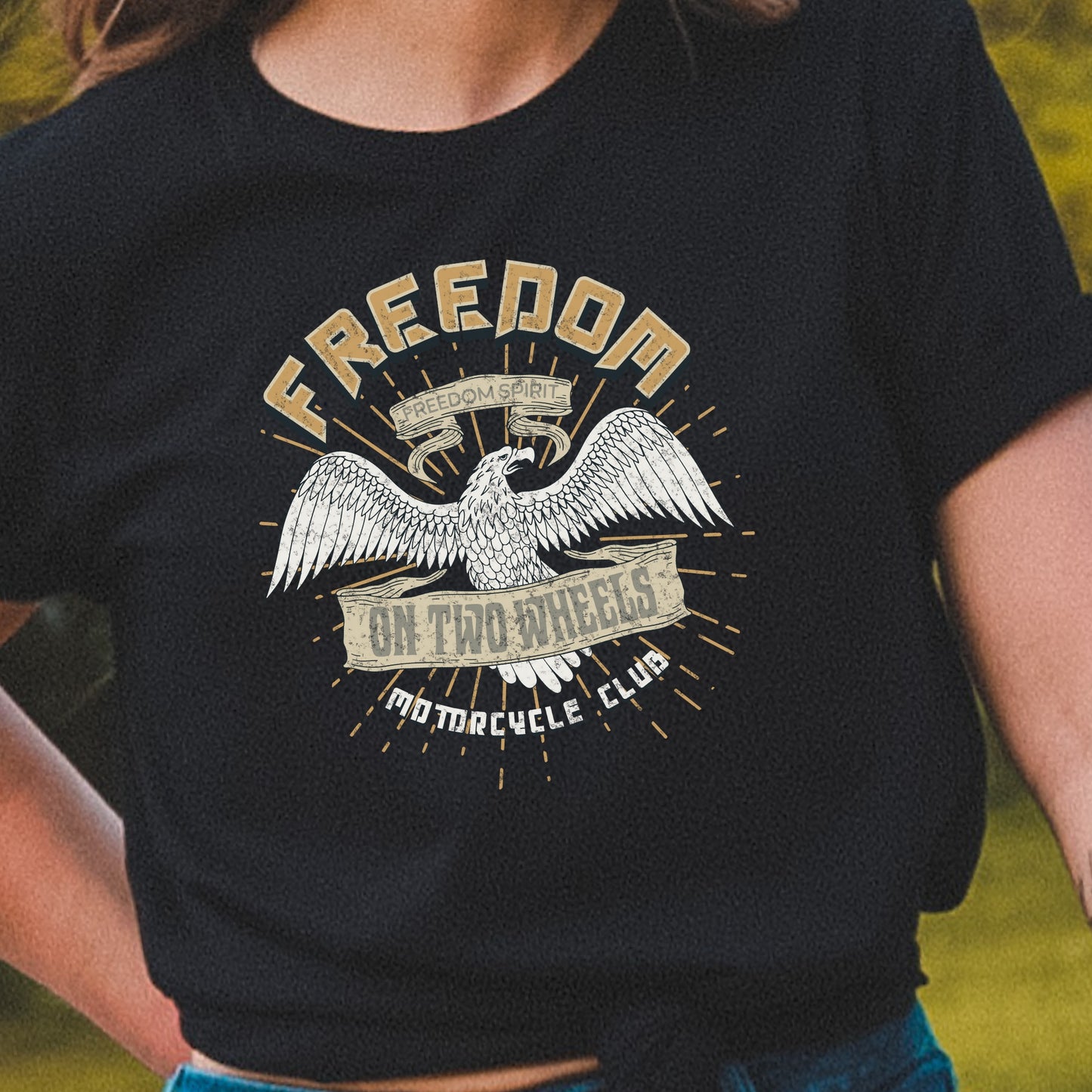 Women's Motorcycle Biker T-Shirt "Freedom On Two Wheels"