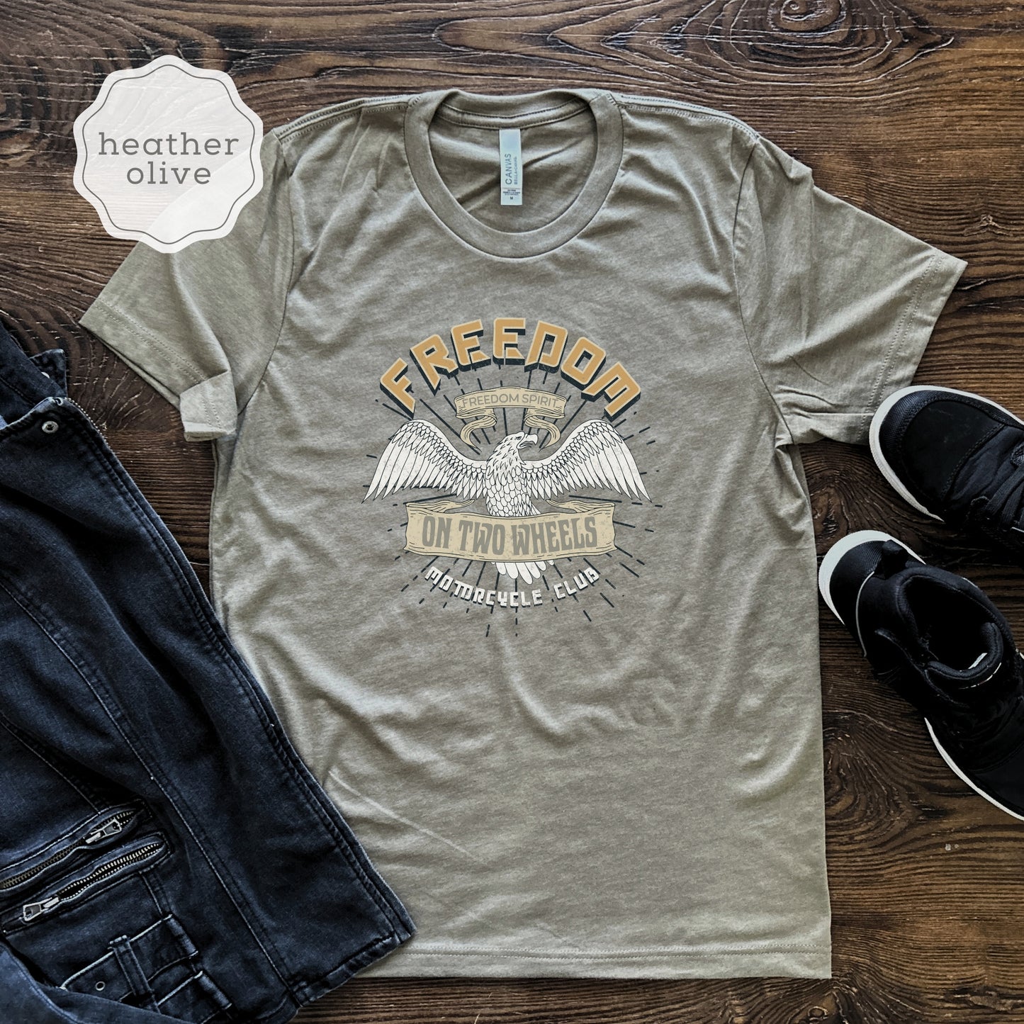 Women's Motorcycle Biker T-Shirt "Freedom On Two Wheels"