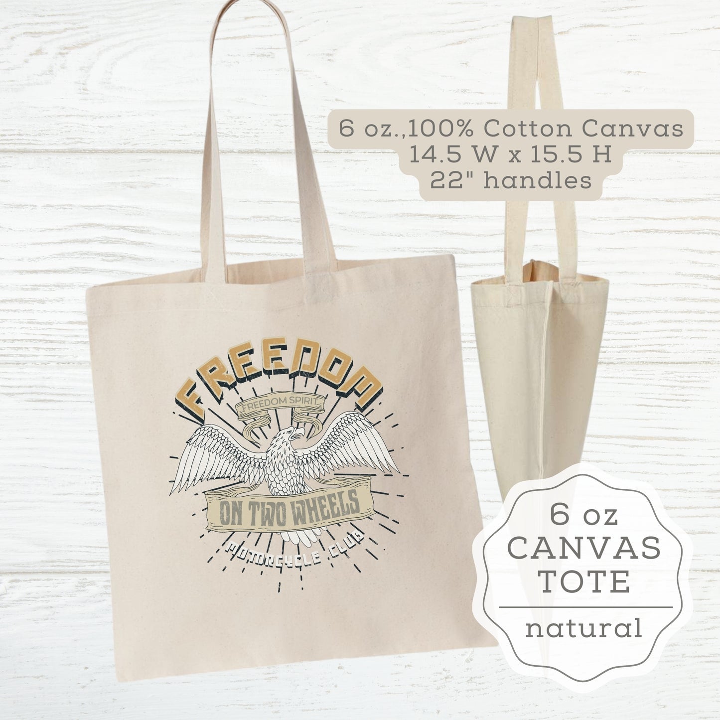 Motorcycle Canvas and Denim Totes "Freedom on Two Wheels"