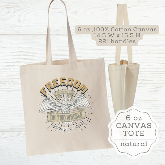Motorcycle Canvas and Denim Totes "Freedom on Two Wheels"