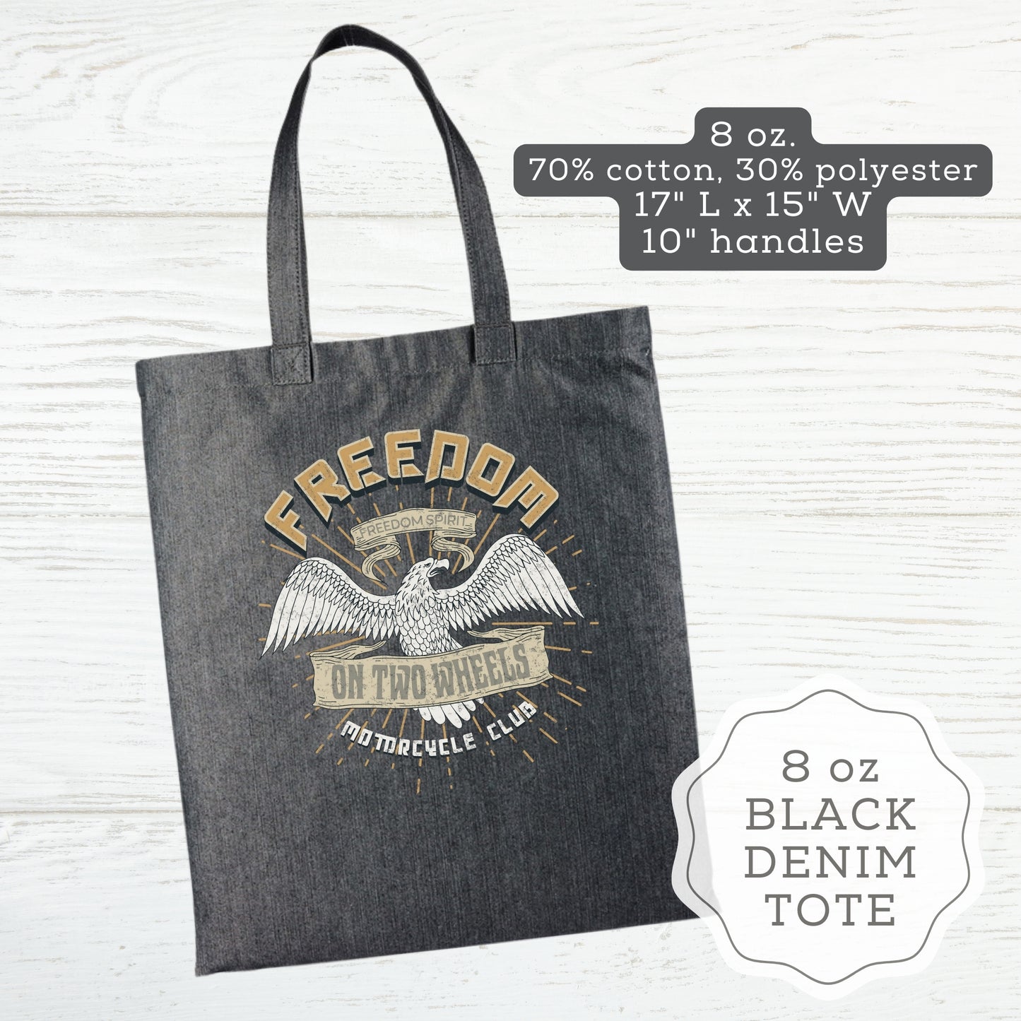 Motorcycle Canvas and Denim Totes "Freedom on Two Wheels"