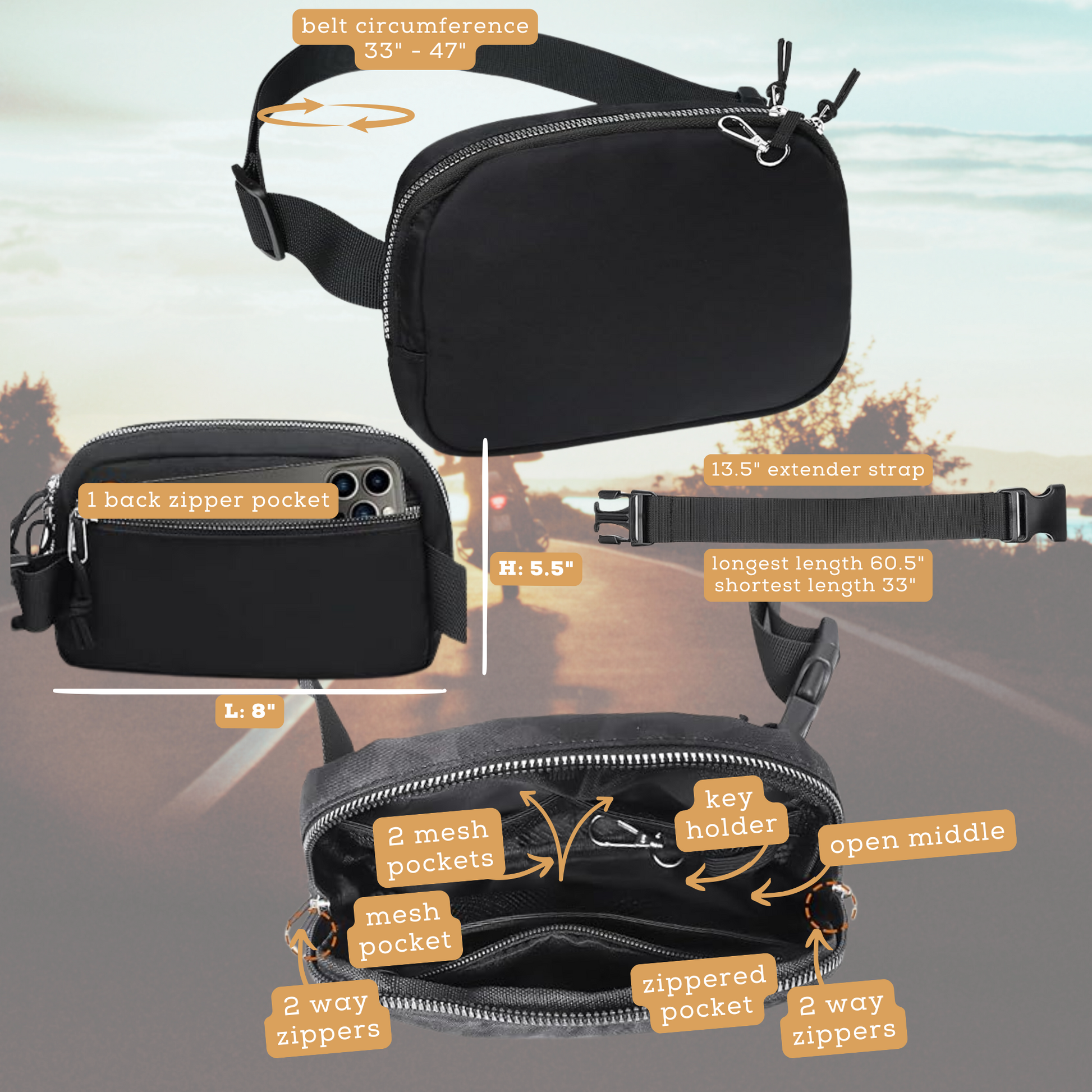compact belt bag for women riders with attitude