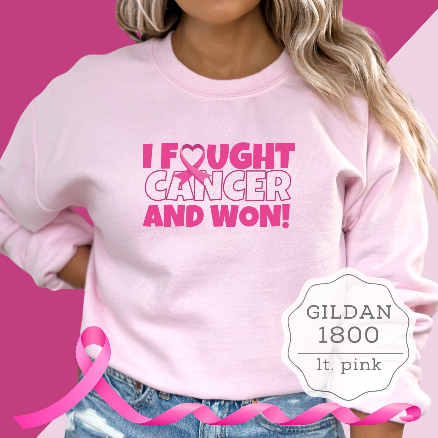 Cancer Fighter Sweatshirt "I Can Fight Cancer", "I Fought Cancer and Won"