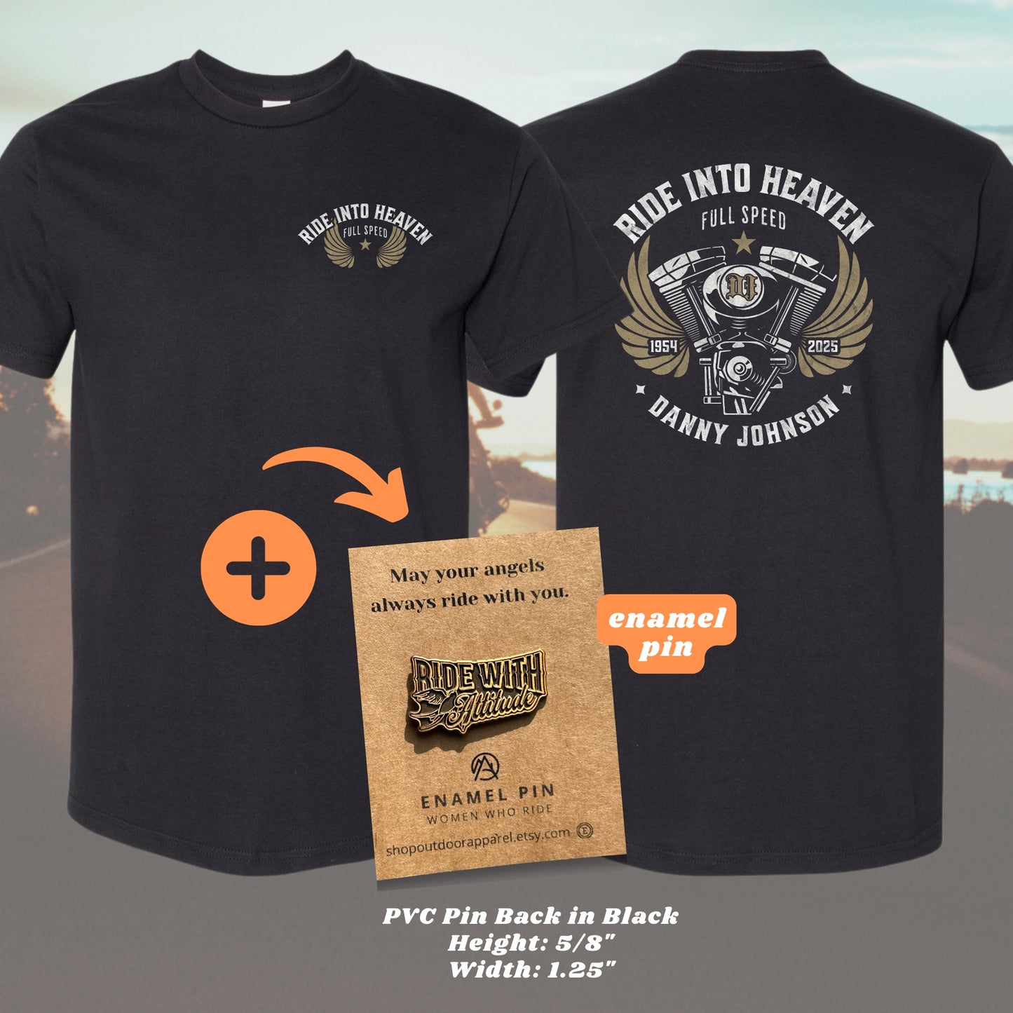 Personalized Memorial Motorcycle Rider Shirt "Ride Into Heaven Full Speed"