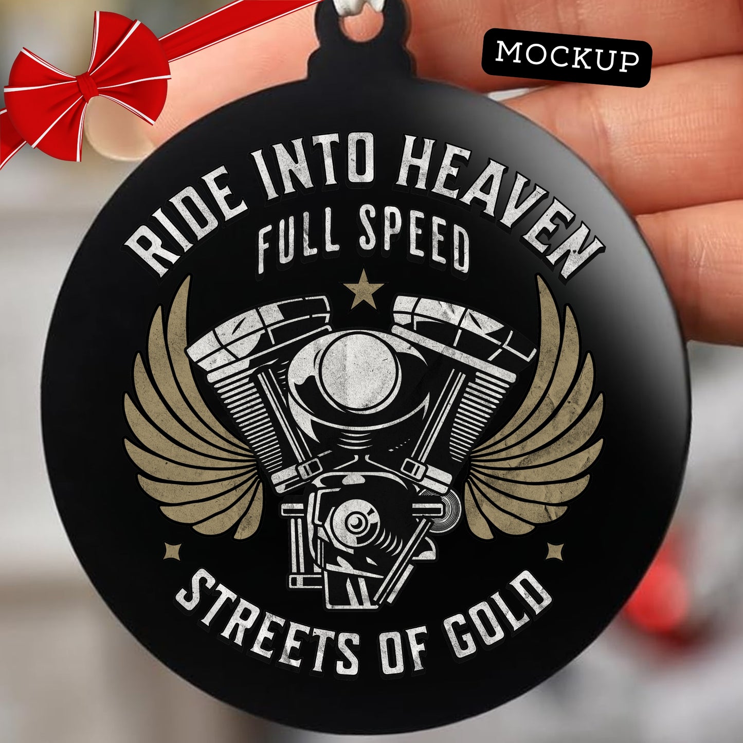 Black Acrylic Motorcycle Memorial Ornament, 1-Pack 3 inch circle