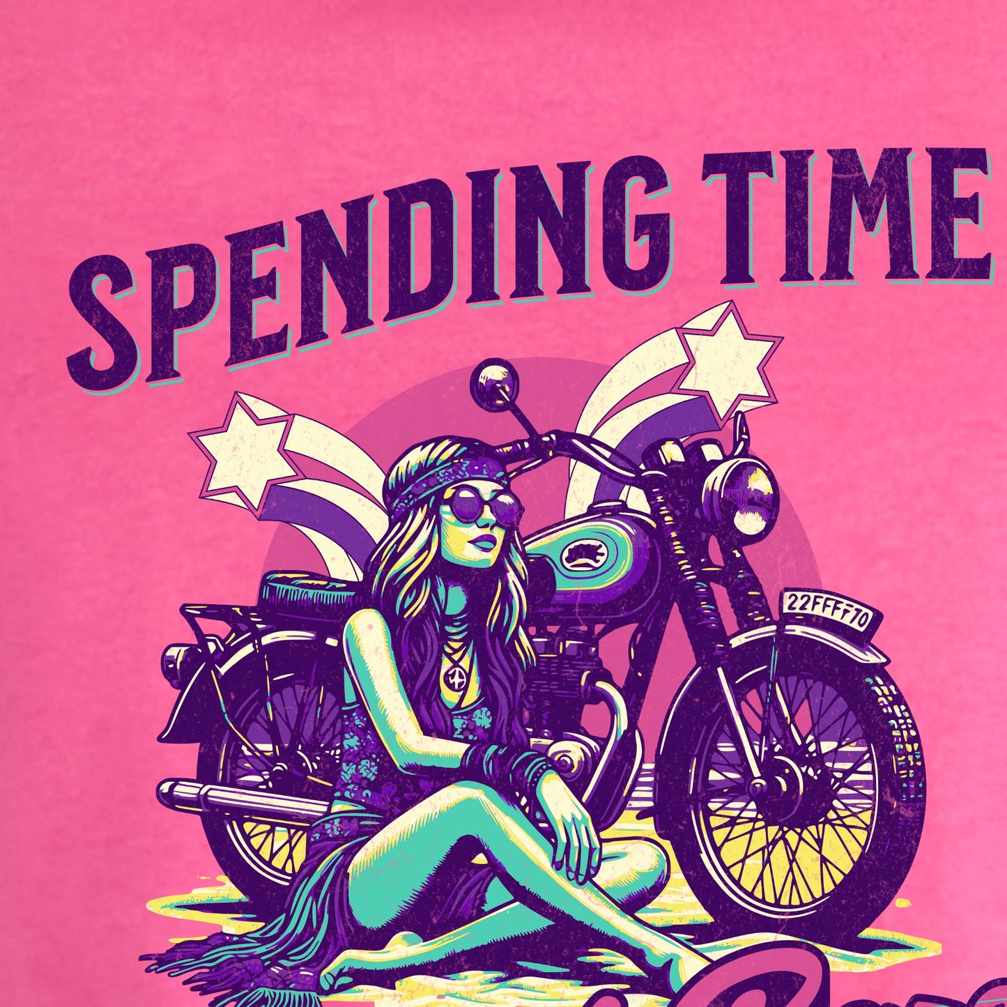 Women's Motorcycle 1970s Style Biker Tank Top "Spending Time Behind Bars"