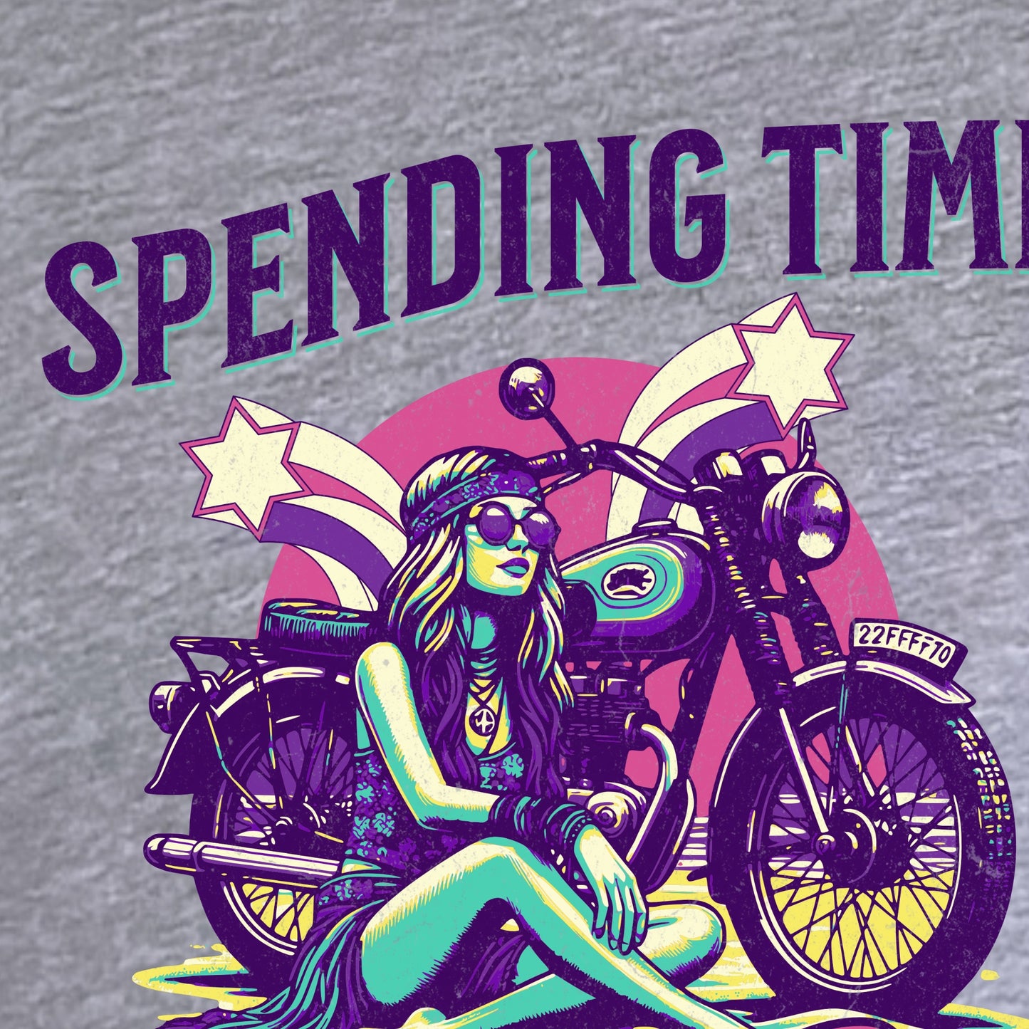 Women's Motorcycle 1970s Style Biker Tank Top "Spending Time Behind Bars"