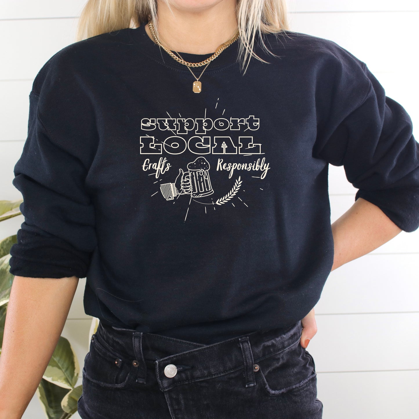Craft Brewery Fleece Sweatshirt 8.0 oz. "Support Your Local Craft Brews" - Drink Responsibly