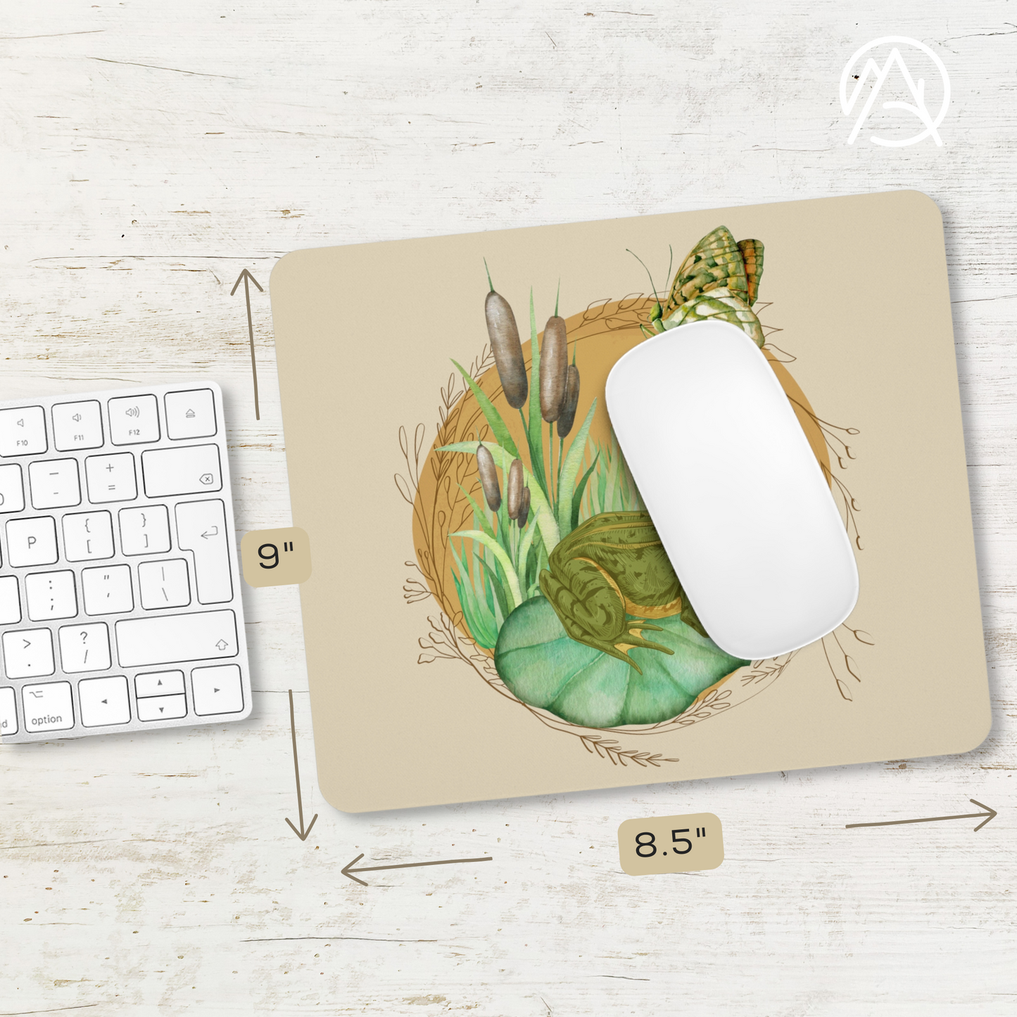 Cottagecore Frog and Lily Pad Mousepad Office Decor