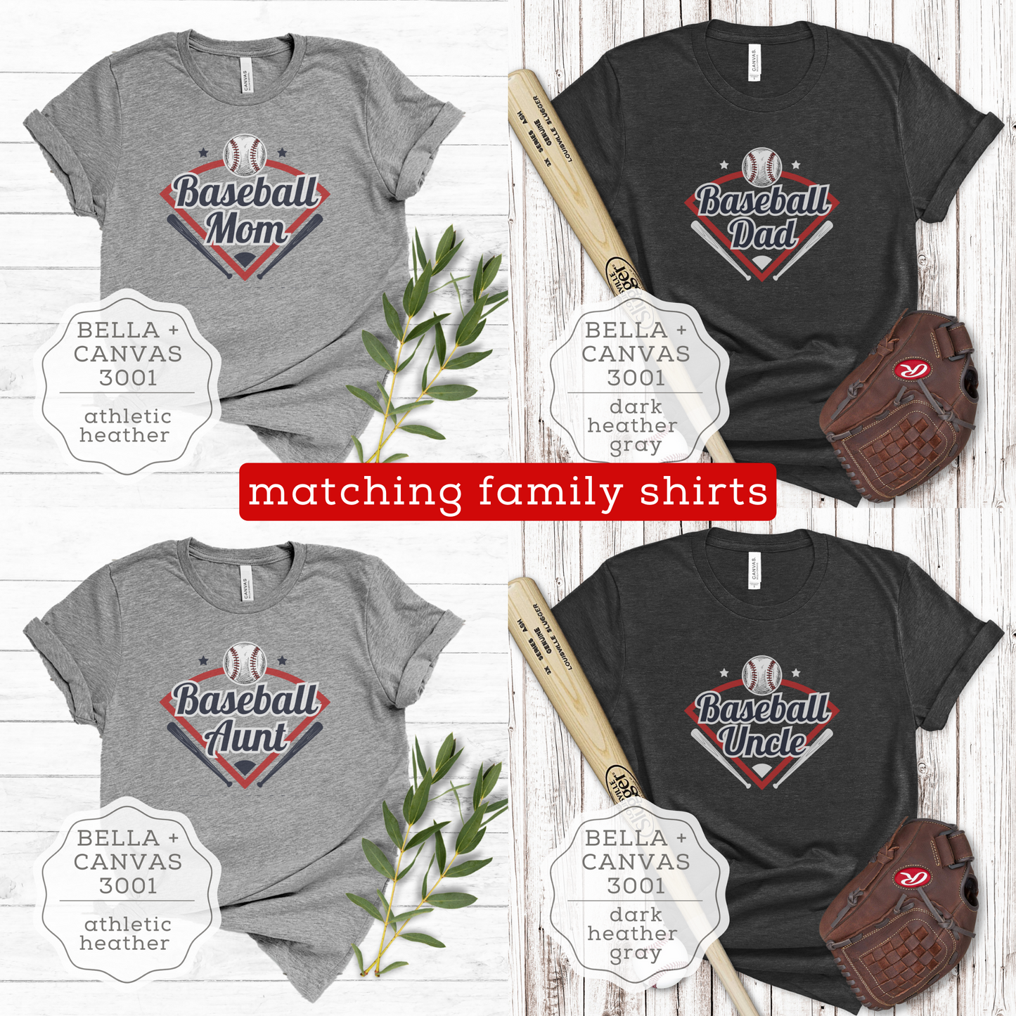 Baseball Matching Family Custom Bella+Canvas Shirts