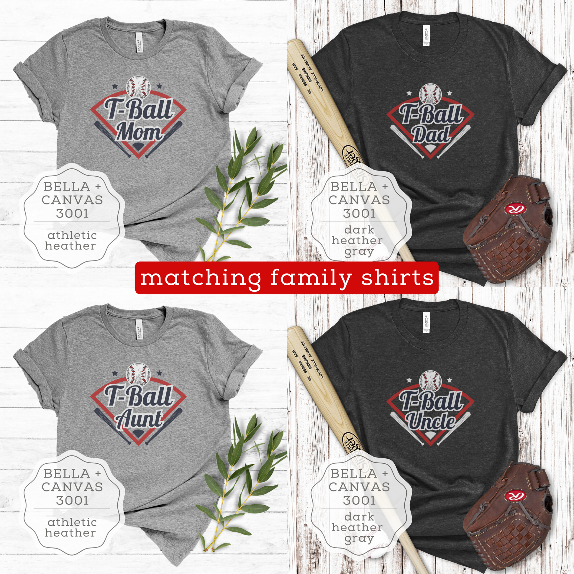 T-Ball Matching Family Custom Bella+Canvas Shirts